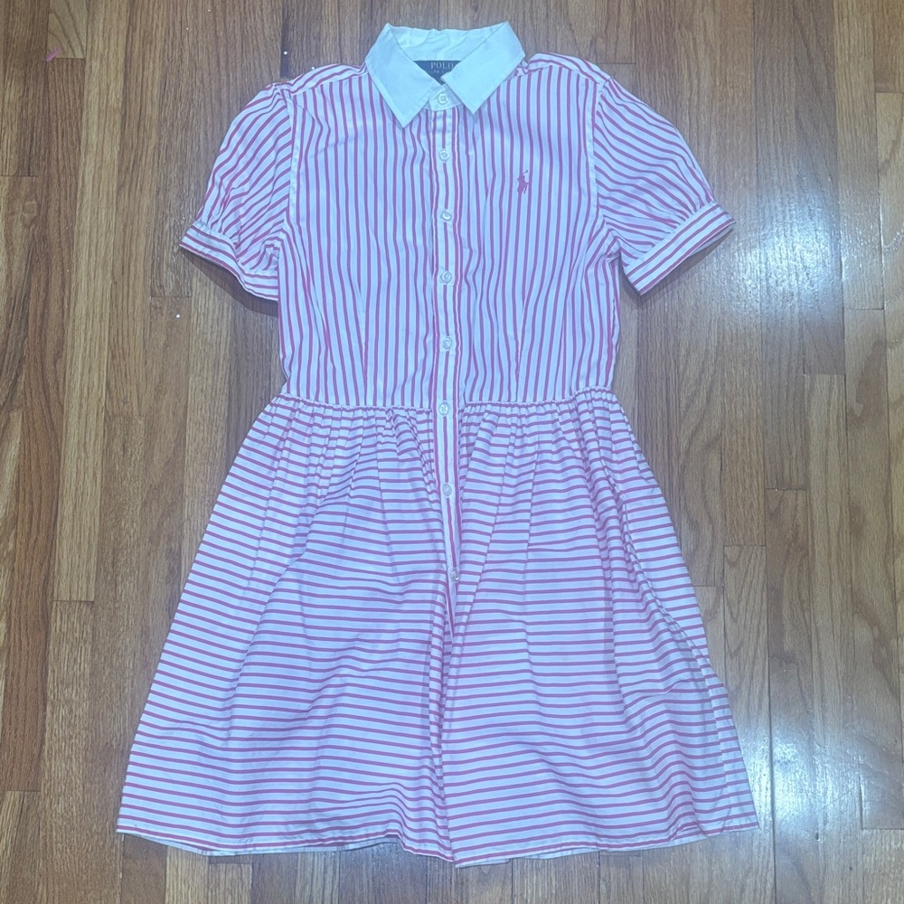 Polo by Ralph Lauren Pink and White Striped Dress